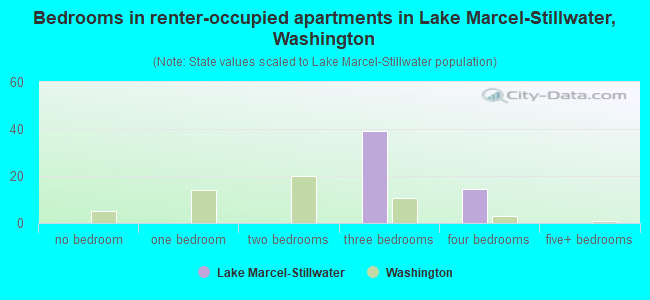 Bedrooms in renter-occupied apartments in Lake Marcel-Stillwater, Washington
