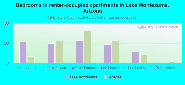 Bedrooms in renter-occupied apartments in Lake Montezuma, Arizona
