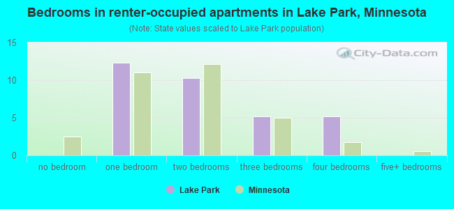Bedrooms in renter-occupied apartments in Lake Park, Minnesota