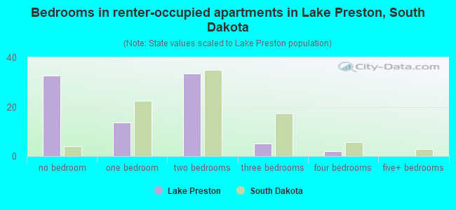 Bedrooms in renter-occupied apartments in Lake Preston, South Dakota