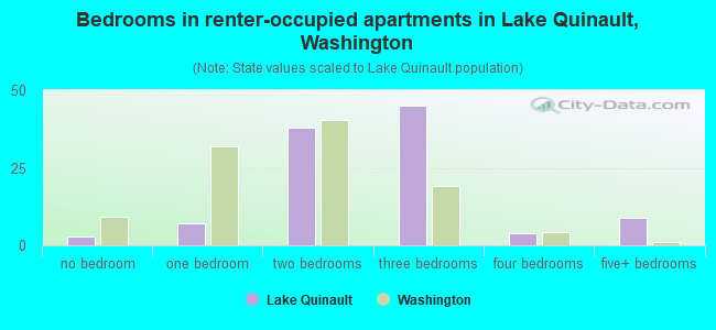 Bedrooms in renter-occupied apartments in Lake Quinault, Washington