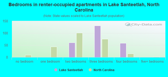 Bedrooms in renter-occupied apartments in Lake Santeetlah, North Carolina