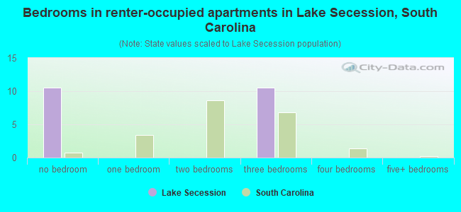 Bedrooms in renter-occupied apartments in Lake Secession, South Carolina