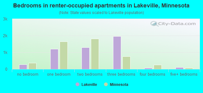 Bedrooms in renter-occupied apartments in Lakeville, Minnesota