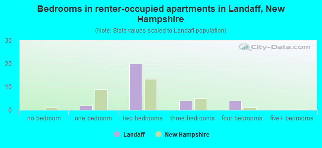Bedrooms in renter-occupied apartments in Landaff, New Hampshire