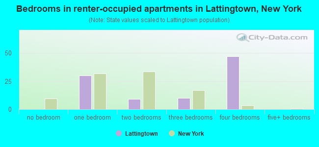 Bedrooms in renter-occupied apartments in Lattingtown, New York