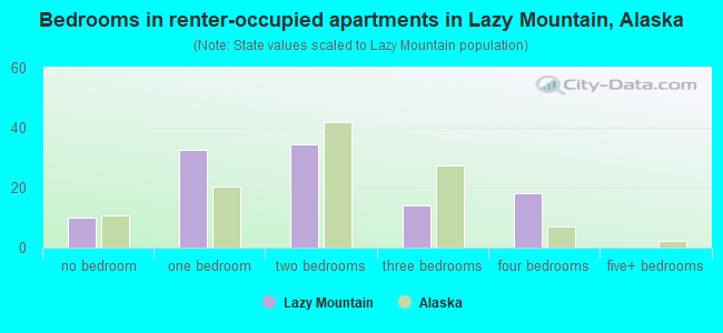 Bedrooms in renter-occupied apartments in Lazy Mountain, Alaska