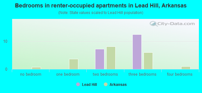Bedrooms in renter-occupied apartments in Lead Hill, Arkansas