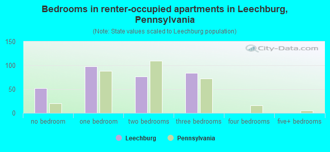 Bedrooms in renter-occupied apartments in Leechburg, Pennsylvania