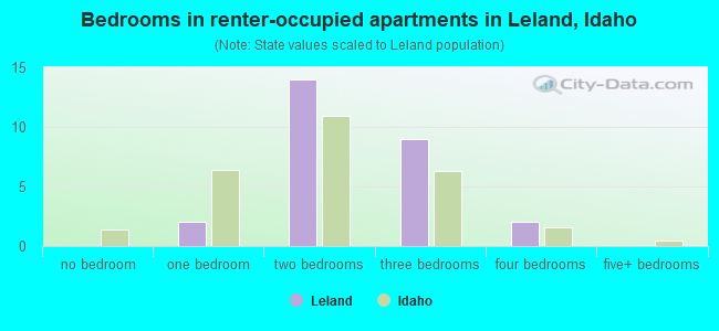 Bedrooms in renter-occupied apartments in Leland, Idaho