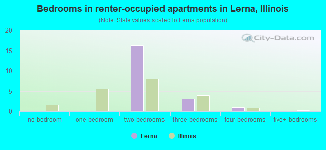 Bedrooms in renter-occupied apartments in Lerna, Illinois
