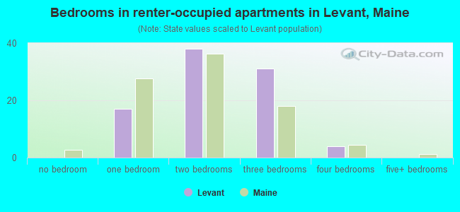Bedrooms in renter-occupied apartments in Levant, Maine