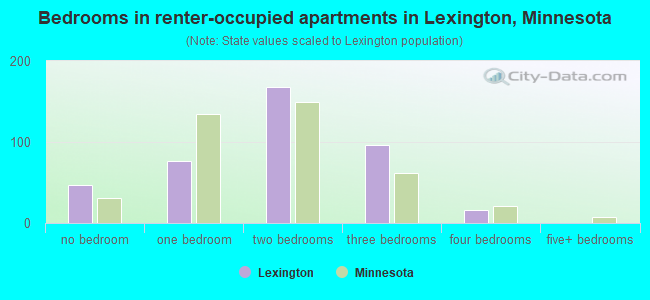 Bedrooms in renter-occupied apartments in Lexington, Minnesota