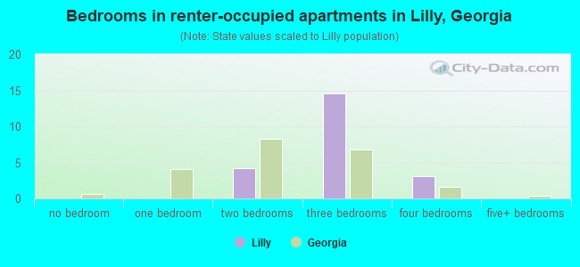 Bedrooms in renter-occupied apartments in Lilly, Georgia