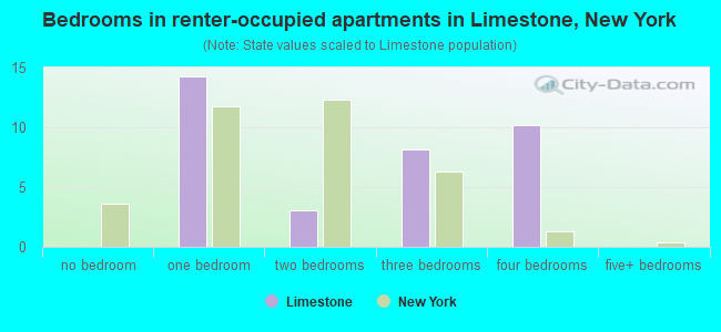 Bedrooms in renter-occupied apartments in Limestone, New York