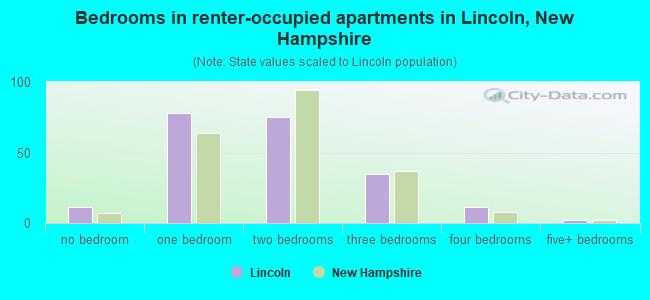 Bedrooms in renter-occupied apartments in Lincoln, New Hampshire