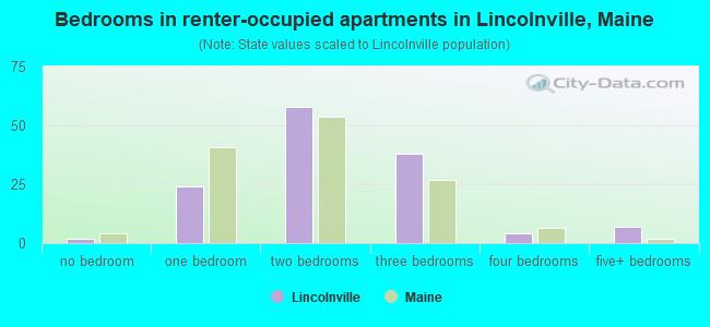 Bedrooms in renter-occupied apartments in Lincolnville, Maine