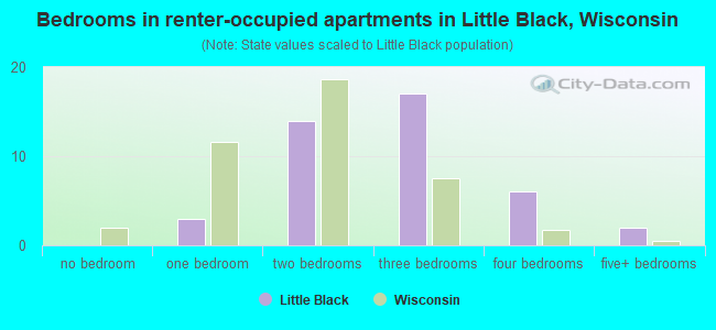 Bedrooms in renter-occupied apartments in Little Black, Wisconsin