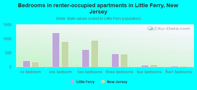 Bedrooms in renter-occupied apartments in Little Ferry, New Jersey