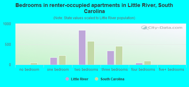 Bedrooms in renter-occupied apartments in Little River, South Carolina