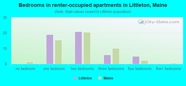 Bedrooms in renter-occupied apartments in Littleton, Maine