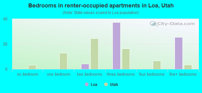 Bedrooms in renter-occupied apartments in Loa, Utah