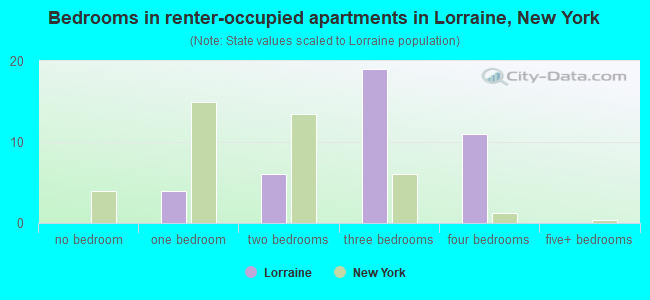 Bedrooms in renter-occupied apartments in Lorraine, New York