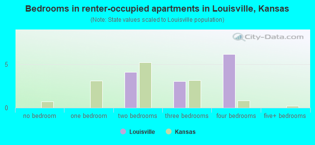 Bedrooms in renter-occupied apartments in Louisville, Kansas