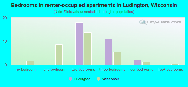 Bedrooms in renter-occupied apartments in Ludington, Wisconsin