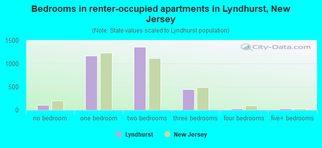 Bedrooms in renter-occupied apartments in Lyndhurst, New Jersey