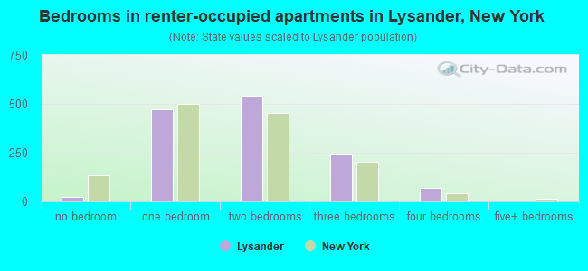 Bedrooms in renter-occupied apartments in Lysander, New York
