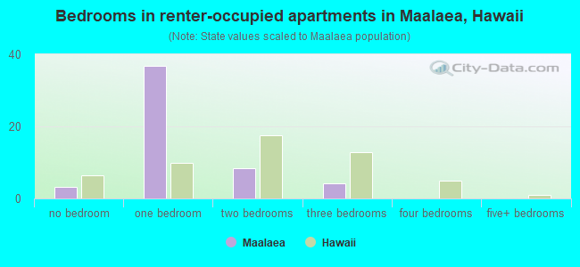 Bedrooms in renter-occupied apartments in Maalaea, Hawaii