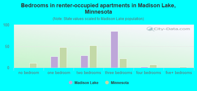 Bedrooms in renter-occupied apartments in Madison Lake, Minnesota