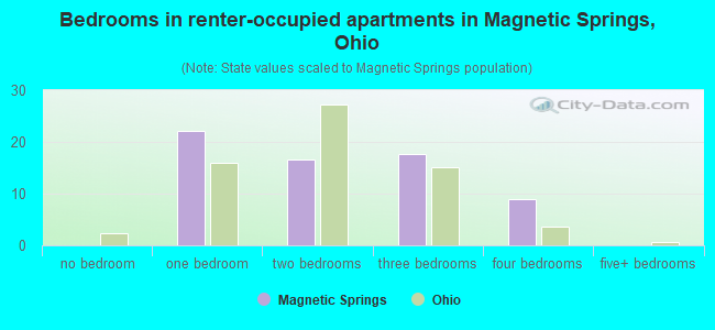 Bedrooms in renter-occupied apartments in Magnetic Springs, Ohio