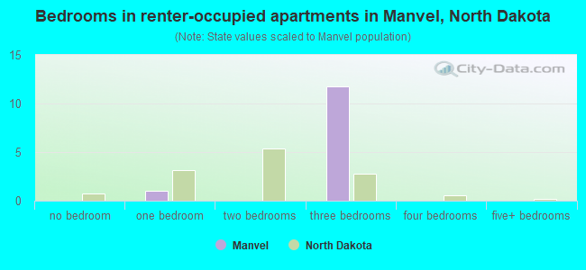 Bedrooms in renter-occupied apartments in Manvel, North Dakota