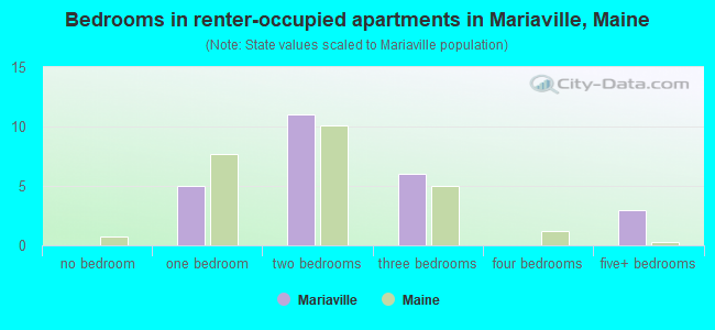 Bedrooms in renter-occupied apartments in Mariaville, Maine