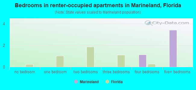 Bedrooms in renter-occupied apartments in Marineland, Florida
