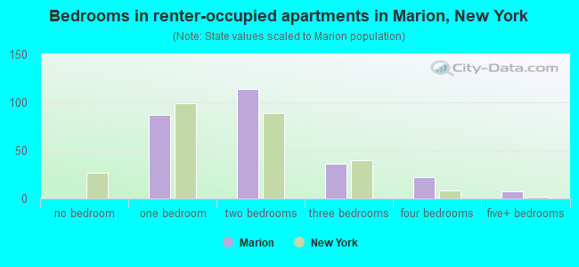 Bedrooms in renter-occupied apartments in Marion, New York
