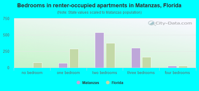 Bedrooms in renter-occupied apartments in Matanzas, Florida