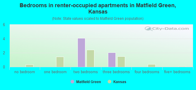 Bedrooms in renter-occupied apartments in Matfield Green, Kansas