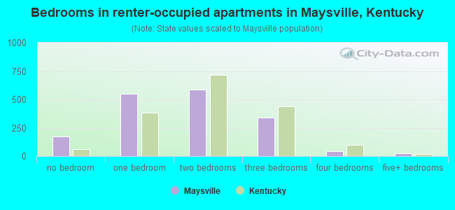 Bedrooms in renter-occupied apartments in Maysville, Kentucky