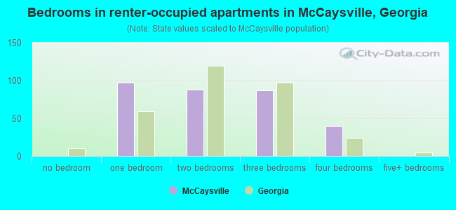 Bedrooms in renter-occupied apartments in McCaysville, Georgia