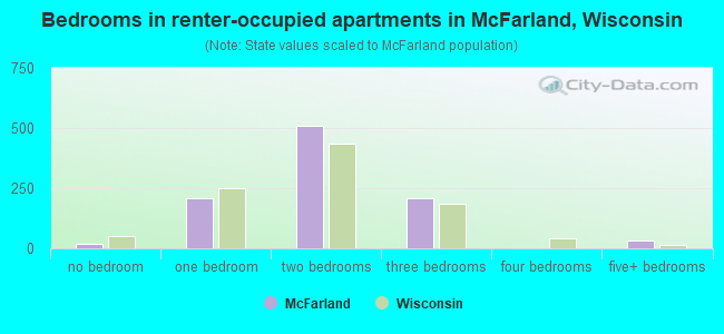 Bedrooms in renter-occupied apartments in McFarland, Wisconsin