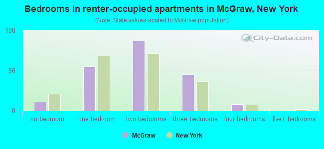 Bedrooms in renter-occupied apartments in McGraw, New York