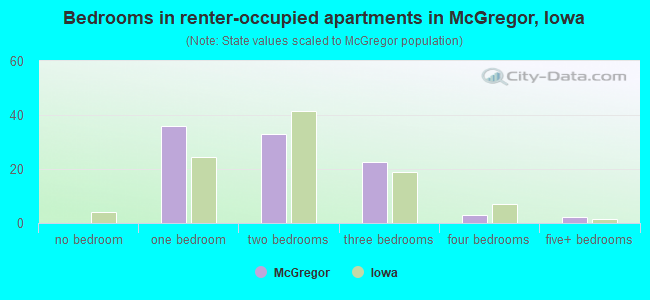 Bedrooms in renter-occupied apartments in McGregor, Iowa