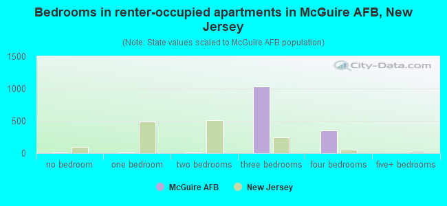Bedrooms in renter-occupied apartments in McGuire AFB, New Jersey