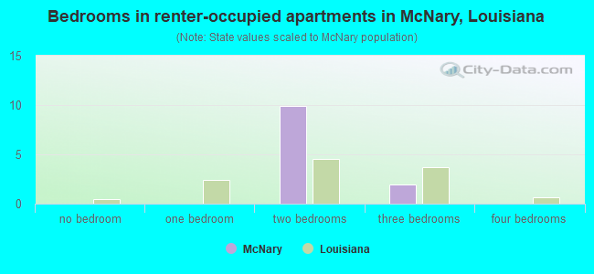 Bedrooms in renter-occupied apartments in McNary, Louisiana