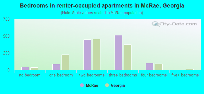 Bedrooms in renter-occupied apartments in McRae, Georgia