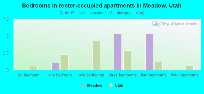 Bedrooms in renter-occupied apartments in Meadow, Utah