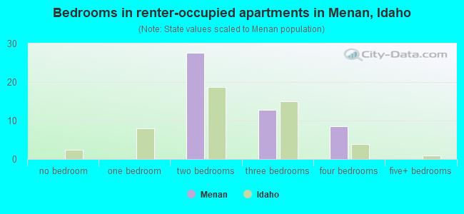 Bedrooms in renter-occupied apartments in Menan, Idaho